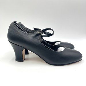 Capezio 653‎ Women's Manhattan Character Black Leather Dance Shoes Heels Size 10